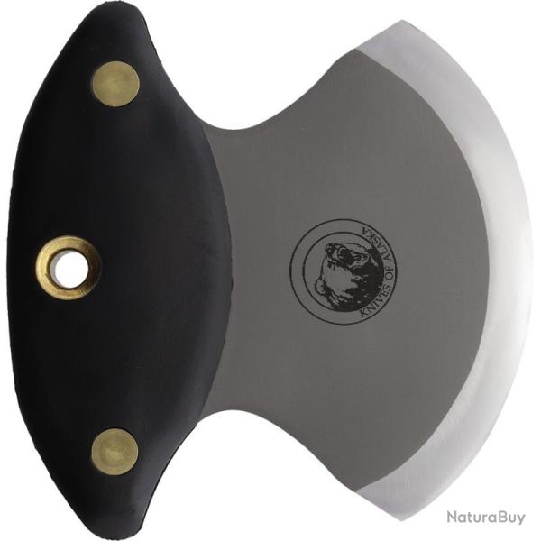 Couteau Knives of Alaska Magnum Ulu Lame Acier D2 Manche SureGrip Noir �tui Cuir Made In KOA00122FG