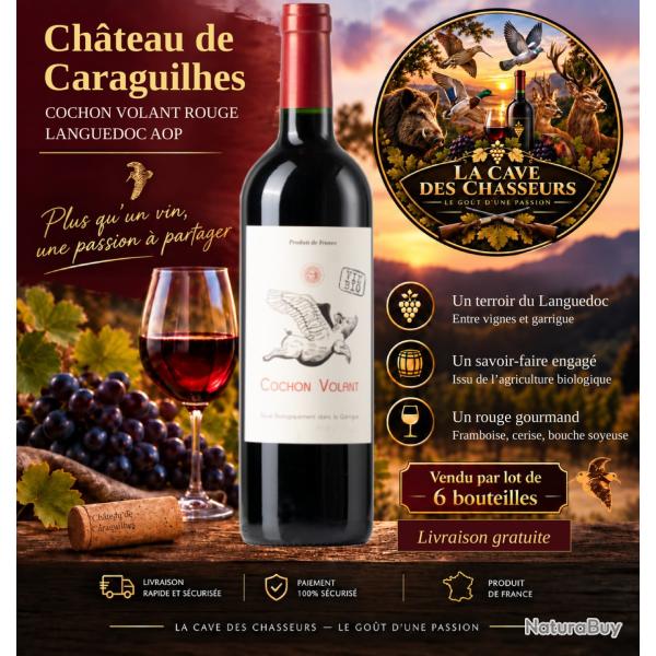 6 bouteilles ch�teau  Caraguilhes "le cochon volant" blanc igp pays d oc bio livraison gratuite