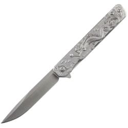 Couteau Pliant S-TEC Mermaid Lame Acier Inox Manche Inox Argent Linerlock STT272846SL