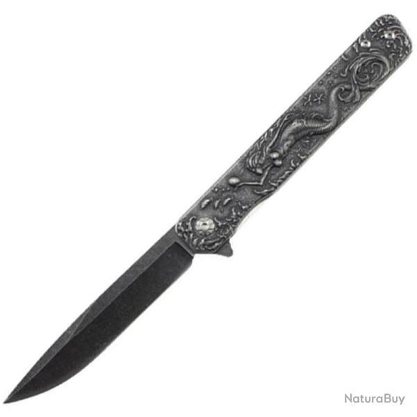 Couteau Pliant S-TEC Mermaid Lame Acier Inox Manche Inox Noir Linerlock STT272846BK