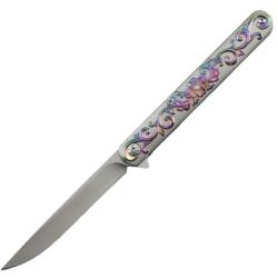 Couteau Pliant S-TEC Lame Acier Inox Manche Inox Multicolore Linerlock STT272845COL