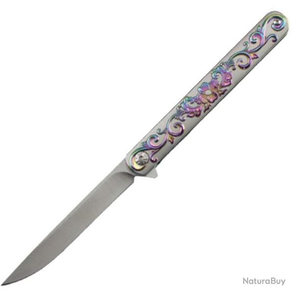 Couteau Pliant S-TEC Lame Acier Inox Manche Inox Multicolore Linerlock STT272845COL