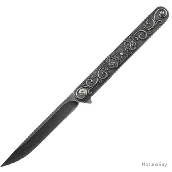 Couteau Pliant S-TEC Lame Acier Inox Manche Inox Noir Linerlock STT272845BK