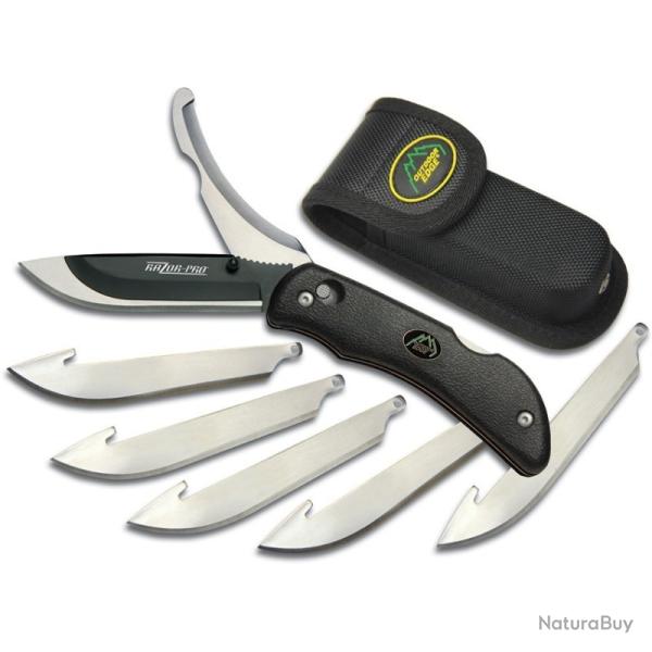 Couteau Outdoor Edge RazorPro G Lame Acier 420J2 Manche TPR Noir Lockback OERO10