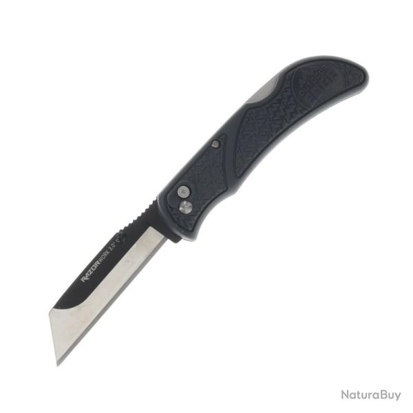 Couteau Outdoor Edge RazorWork Lame Acier 420J2 Manche Grivory TPR Gris Lockback OERW3060C