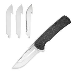 Couteau Outdoor Edge Razor VX5 Lame Acier 420J2 Manche G10 Carbone Noir Linerlock OEVX530A