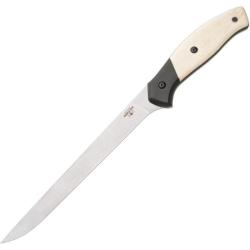 Couteau Bear & Son Fillet Pro Lame Acier 14C28N Manche Os Lisse Blanc &Eacute;tui Plastique Made BCWSB66