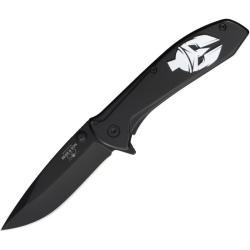 Couteau A/O Bear & Son Spartan Lame Acier 440 Manche Inox Noir Framelock Made In USA BCU112ABKSK