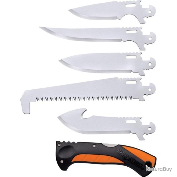 Kit Couteau Cold Steel Click N Cut 5 Lames Acier 4116 Manche Polym�re Orange �tui Nylon CSCCFLDKIT