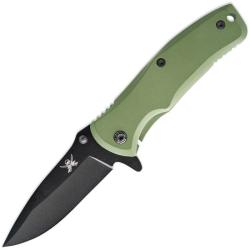 Couteau A/O Skallywag Mini Jack Lame Acier 420 Manche Acier Vert Framelock Made In Taiwan SKW67511