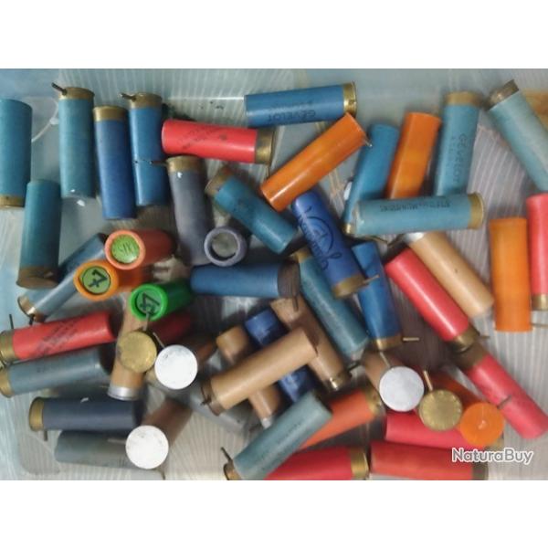 lot de 50 cartouches cal 16 a broche differentes marques et no.