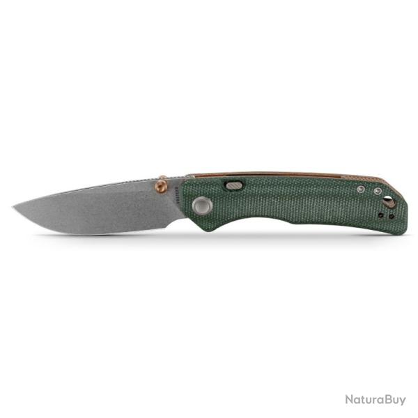 Couteau Vosteed Marten 330 Lame Acier 14C28N Manche Micarta Vert Top Liner Lock VOSA1624