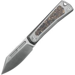 Couteau Pliant Kunwu Geezer Lame Acier Elmax Manche Titane et Carbone Slip Joint KUNJ708T1