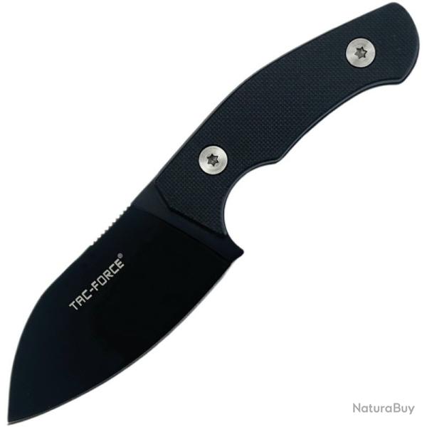 Couteau Fixe Tac Force Neck Knife Lame Acier 3Cr13 Manche G10 Noir �tui TFFIX126BK
