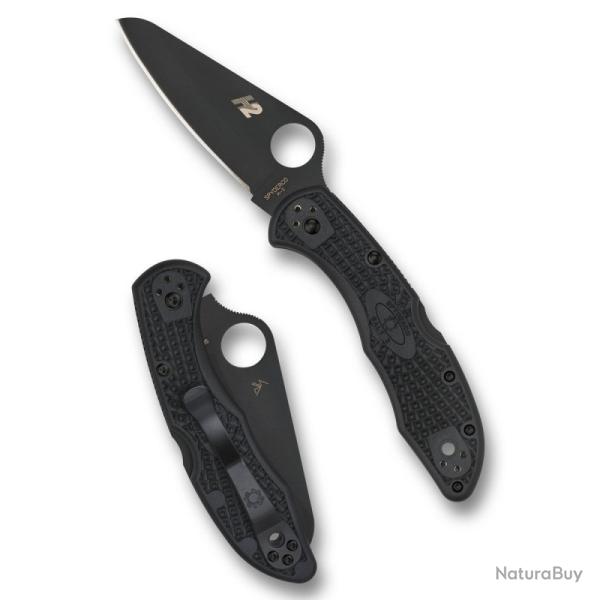 Couteau Spyderco Salt 2 Lame Acier H-2 Manche FRN Noir Lockback Made In Japan SC88PBBK2