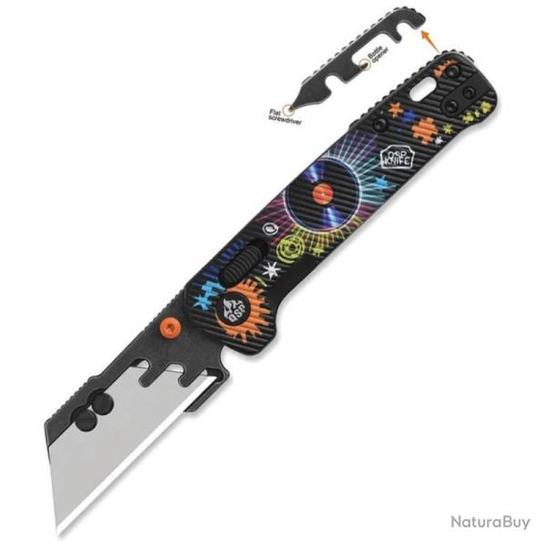 Couteau QSP Penguin Workmate Lame Acier SK5 Manche FRN Noir �dition Disque Glyde Lock QS130UTREC