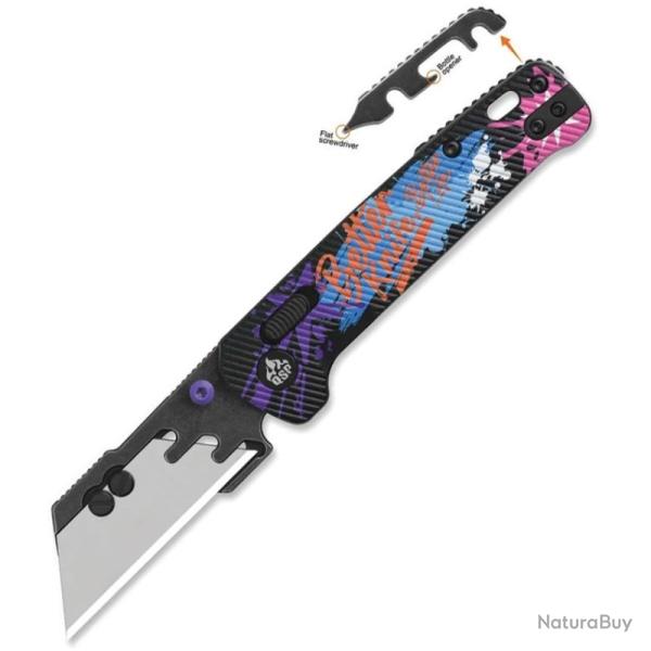 Couteau QSP Penguin Workmate Lame Acier SK5 Manche FRN Noir �dition Graffiti Glyde Lock QS130UTGRA