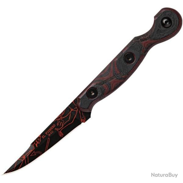 Couteau TOPS El Pionero Diablo Loteria Lame Acier 1095 Manche G10 Noir et Rouge Made In TPELPOL01