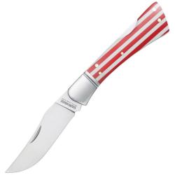 Couteau Sugar House Flying Goddess Lame Acier 14C28N Manche G10 Rouge et Blanc Lockback SGHFG019