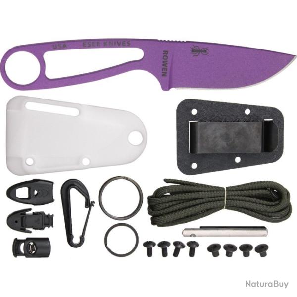 Couteau Fixe ESEE Izula Kit Lame Acier 1095 Manche Acier Violet �tui Polym�re Made In USA ESIPURPKIT