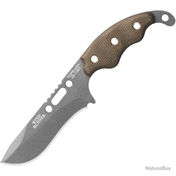 Couteau Fixe TOPS Wind Runner Lame Acier 1095 Manche Micarta Vert �tui Kydex Made In USA TPWDR02