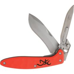 Couteau Browning Primal Scalpel 2 Lames Acier 420J2 Manche Polym&egrave;re Orange Linerlock BR0462