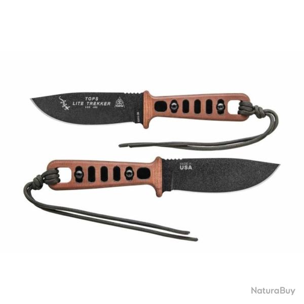 Couteau Fixe TOPS Lite Trekker OB Lame Acier 1095 Manche Micarta Brun �tui Kydex Made In USA TPTLTOB