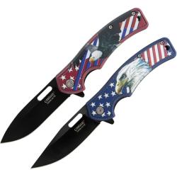 Lot Couteaux Camillus American Pie Combo 2 Lames Acier 3Cr13 Manche Nylon Multicolore CM21007