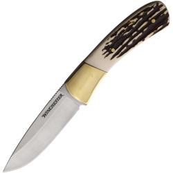 Couteau Winchester Large Stag Lame Inox Manche Synth&eacute;tique Imitation Cerf &Eacute;tui Nylon WN6220065W