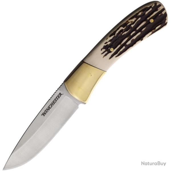 Couteau Winchester Large Stag Lame Inox Manche Synth�tique Imitation Cerf �tui Nylon WN6220065W