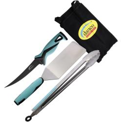 Couteau Fixe Danco PRO Grilling Kit Lame Acier 1.4116 Manche Synth&eacute;tique Seafoam DNC71009