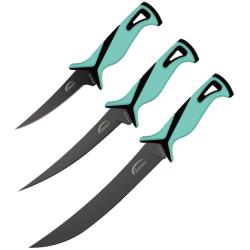 Lot Couteaux Danco PRO Kit Filet 3 Lames Acier 1.4116 Manche Synth&eacute;tique Seafoam &Eacute;tui Nylon DNC03346