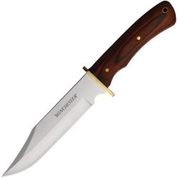 Couteau Fixe Winchester Bowie Lame Acier Inox Manche Bois Brun &Eacute;tui Nylon WN6220005W