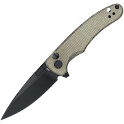 Couteau Oknife Mettle 2 Lame Acier 154CM Manche Micarta Vert Button Lock OLTMETTLE2ODG