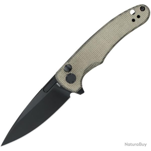 Couteau Oknife Mettle 2 Lame Acier 154CM Manche Micarta Vert Button Lock OLTMETTLE2ODG