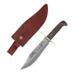 Couteau Remington American Spirit Lame Acier 440A Manche Noyer Brun &Eacute;tui Cuir Made In USA RH51250AW