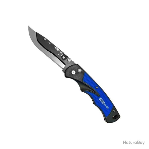 Couteau AccuSharp Razor Lame Acier 420 Manche ABS Bleu Noir Button Lock AS743C