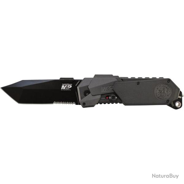 Couteau Smith & Wesson M&P MAGIC Lame Acier 4034 Manche Aluminium Noir Linerlock Made In SWMP9BTS