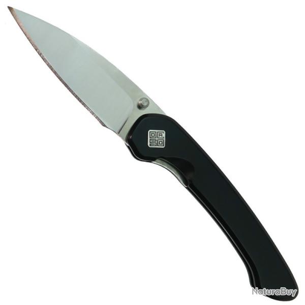 Couteau Ocaso Seaton Large Lame Acier AUS10A Manche Acier Noir Linerlock Made In Taiwan OCA42SLB