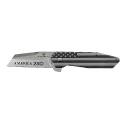 Couteau S&W America 250 Lame Acier D2 Manche Acier Gris Noir Framelock SW1271043