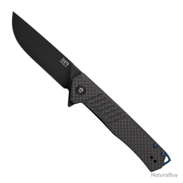 Couteau Tekto F1 Alpha Lame Acier D2 Manche Carbone Noir Linerlock Made In USA TKTF1CBKBK2