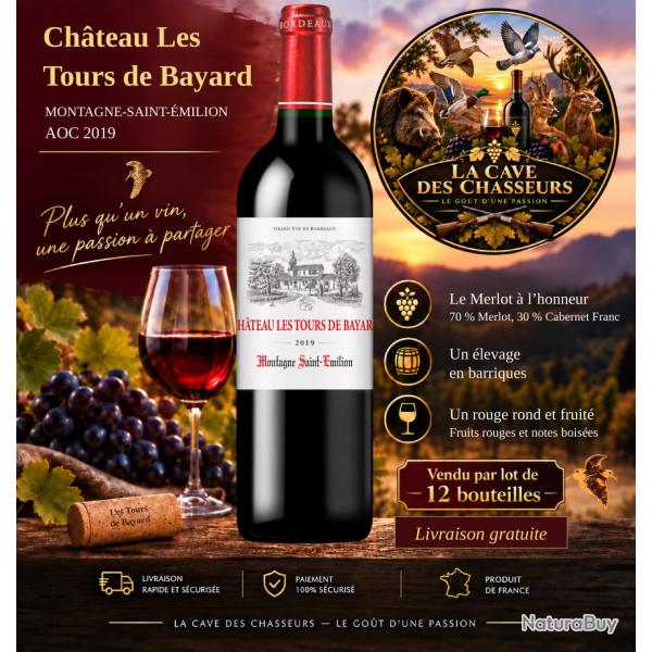 12 bouteilles ch�teau les tours de Bayard 2019 aop montagne saint Emilion livraison gratuite