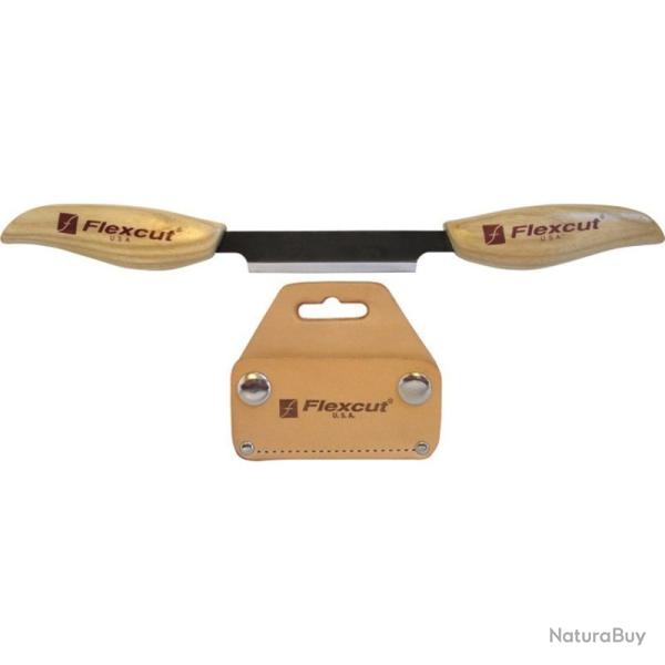 Couteau Flexcut Drawknife Compact Lame Acier Carbone Manche Fr�ne Naturel �tui Cuir Made FLEXKN25