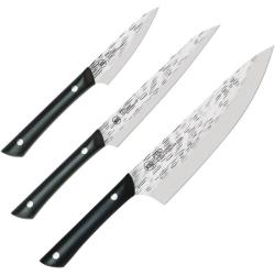 Lot Couteaux Kai PRO Trio 3 Lames Acier AUS-6M Manche POM Noir KAIHTS0370