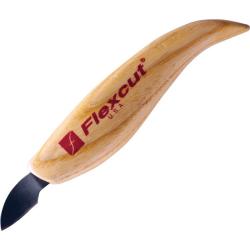 Couteau Fixe Flexcut Hook Droitier Lame Acier Carbone Manche Fr&ecirc;ne Naturel Made In USA FLEXKN26
