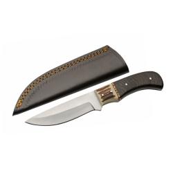 Couteau Fixe SZCO 203516 Lame Acier Inox Manche Bois/Os Brun &Eacute;tui Cuir PA203516