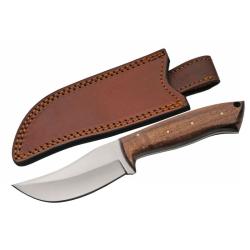 Couteau Fixe SZCO 203536 Lame Acier Inox Manche Bois Brun &Eacute;tui Cuir PA203536