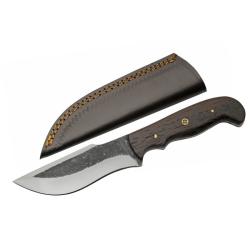 Couteau Fixe SZCO 203519 Lame Acier Inox Manche Bois Brun &Eacute;tui Cuir PA203519