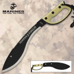 Machette United Cutlery USMC Sawback Kukri Lame Acier Inox Manche Nylon Sable &Eacute;tui Nylon UC3469