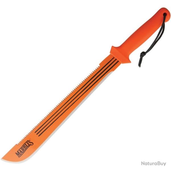 Couteau Marbles Machette Sawback Lame Acier 1075 Manche Polypro Orange Made In El Salvador MR394